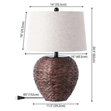 Alaro 24.5" Banana Leaf Basket LED Table Lamp - JONATHAN Y